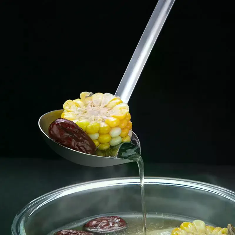 Stainless Steel Oil Separating Soup Ladle Long Handle Efficient Grease Filter For Home Kitchen Daily Cooking