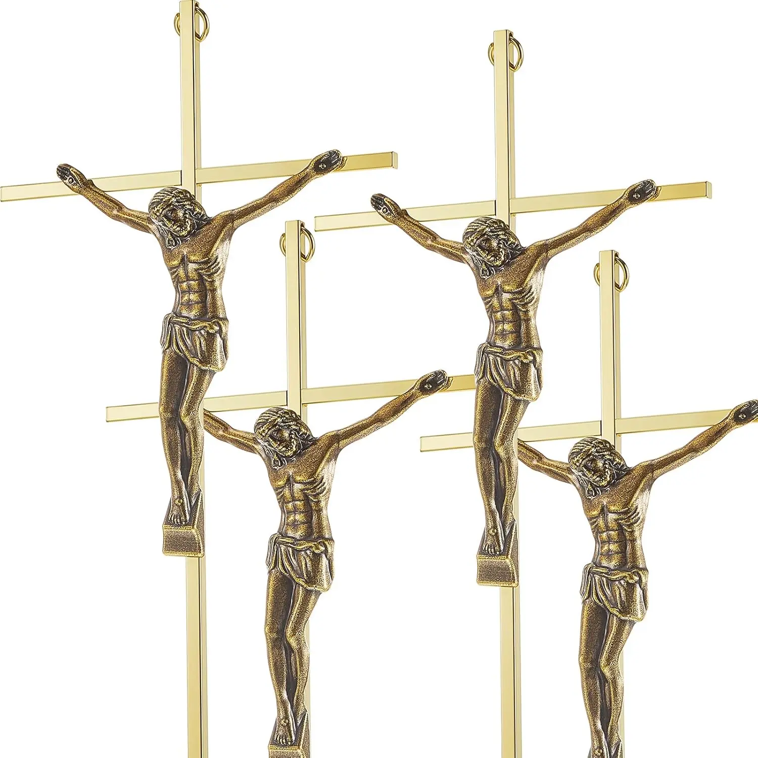 

4 Slender Metal Crosses for Wall Decor, Gold, 10x5 Inches