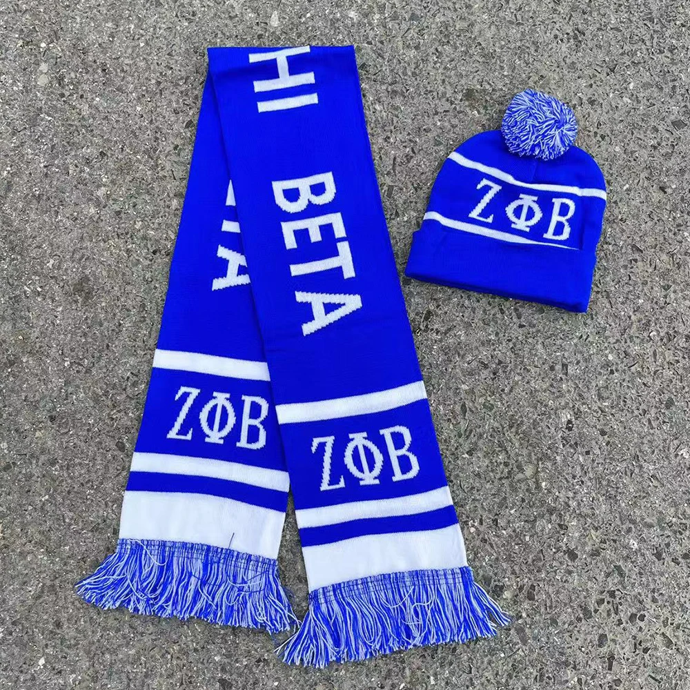 GREEK SORORITY INSPIRED SCARF Winter Graduation Kente Stole Scarf Hat set Knit Scarf