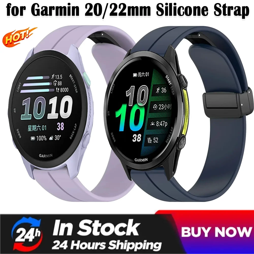 20/22mm Silikonarmband für Garmin Forerunner 170 70 970 570 165 965 265 55 Magnetverschluss Armband Garmin Active 6 5 Venu 3 4