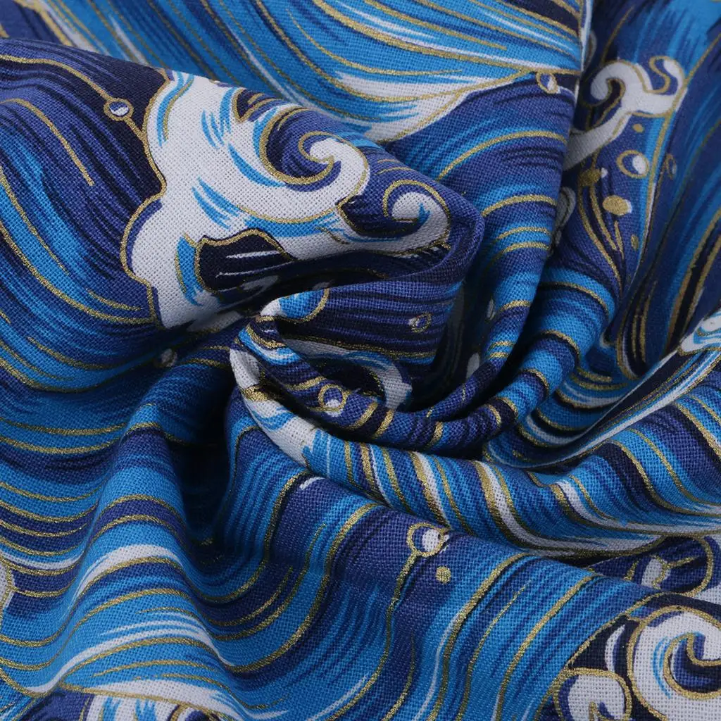 Soft Blue Flower Cotton Patchwork Fabric Unique Sea Pattern Textile Supplies for DIY Decoration Projects