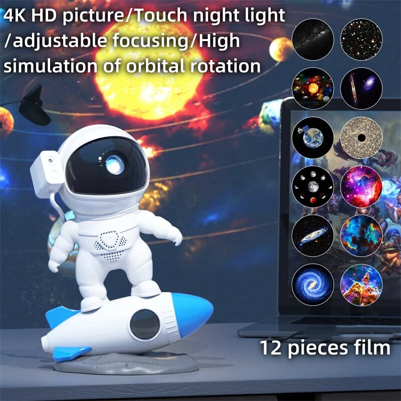 Imagem -02 - Foguete Astronauta Galaxy Projetor Night Light Lamp Sky Projetor Girar 360 ° Planetário Crianças Aniversário Casamento Presentes de Natal