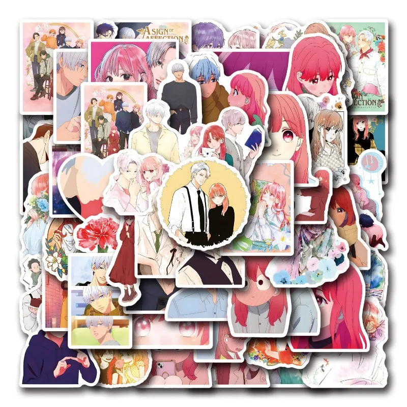 55 peças personalidade dos desenhos animados um sinal de afecção adesivos decorativos de graffiti criativos