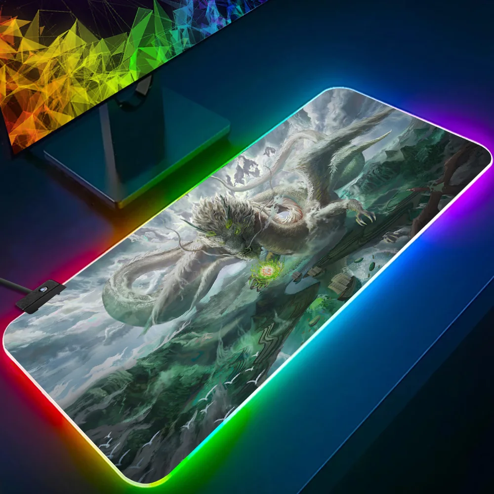 Japanse Draak RGB Pc Gamer Toetsenbord Muismat Muismat LED Gloeiende Muismatten Rubber Gaming Computer Mausepad