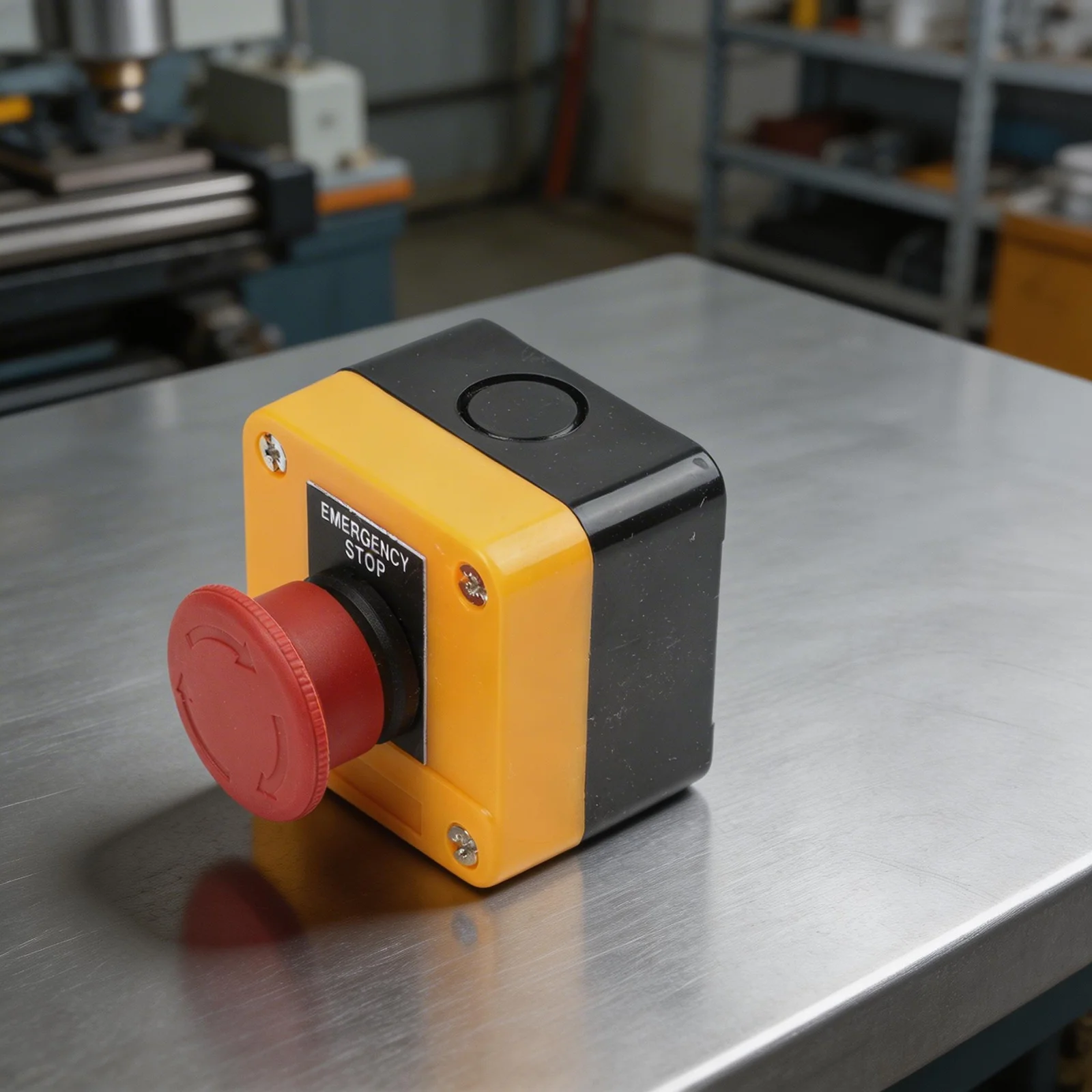 Exigent Stop Push Button Switch Latching Button Operating Temperature -40 70 C Orange ABS Case Standard Mounting Hole 22mm