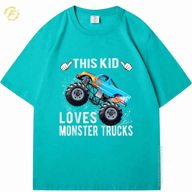 

100% Cotton T Shirts This Kid Loves Monster Trucks Gift Oversized T-Shirt For Man 2025 Hot Tee 2000S Clothes Y2K Топики