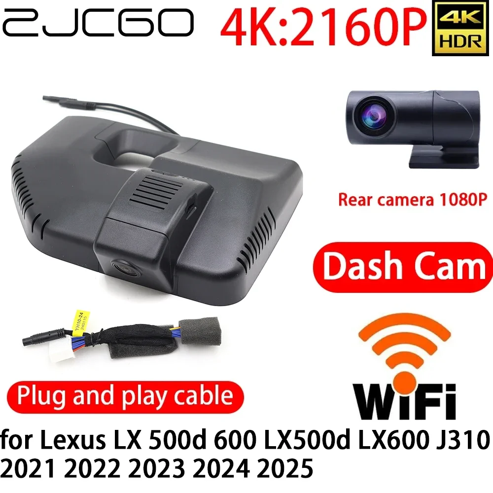 ZJCGO 4K DVR Dash Cam Wifi Front Rear Camera 24h Monitor for Lexus LX 500d 600 LX500d LX600 J310 2021 2022 2023 2024 2025