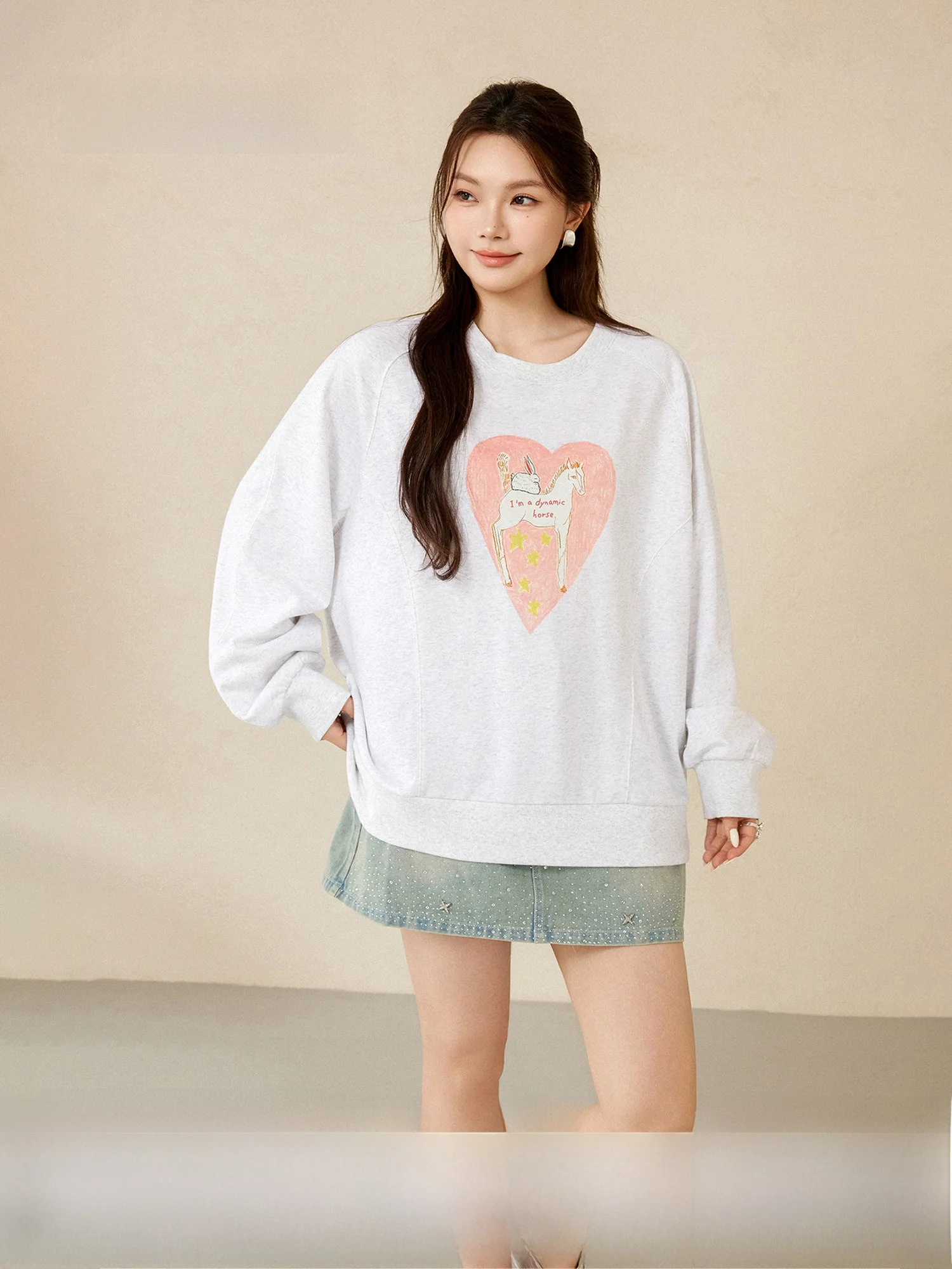 

Plusmall Nora's Fun Print And Elephant Hoodie Cotton Sweatshirt Casual Style Standard Fit Long Sleeve Spring Women's Wear