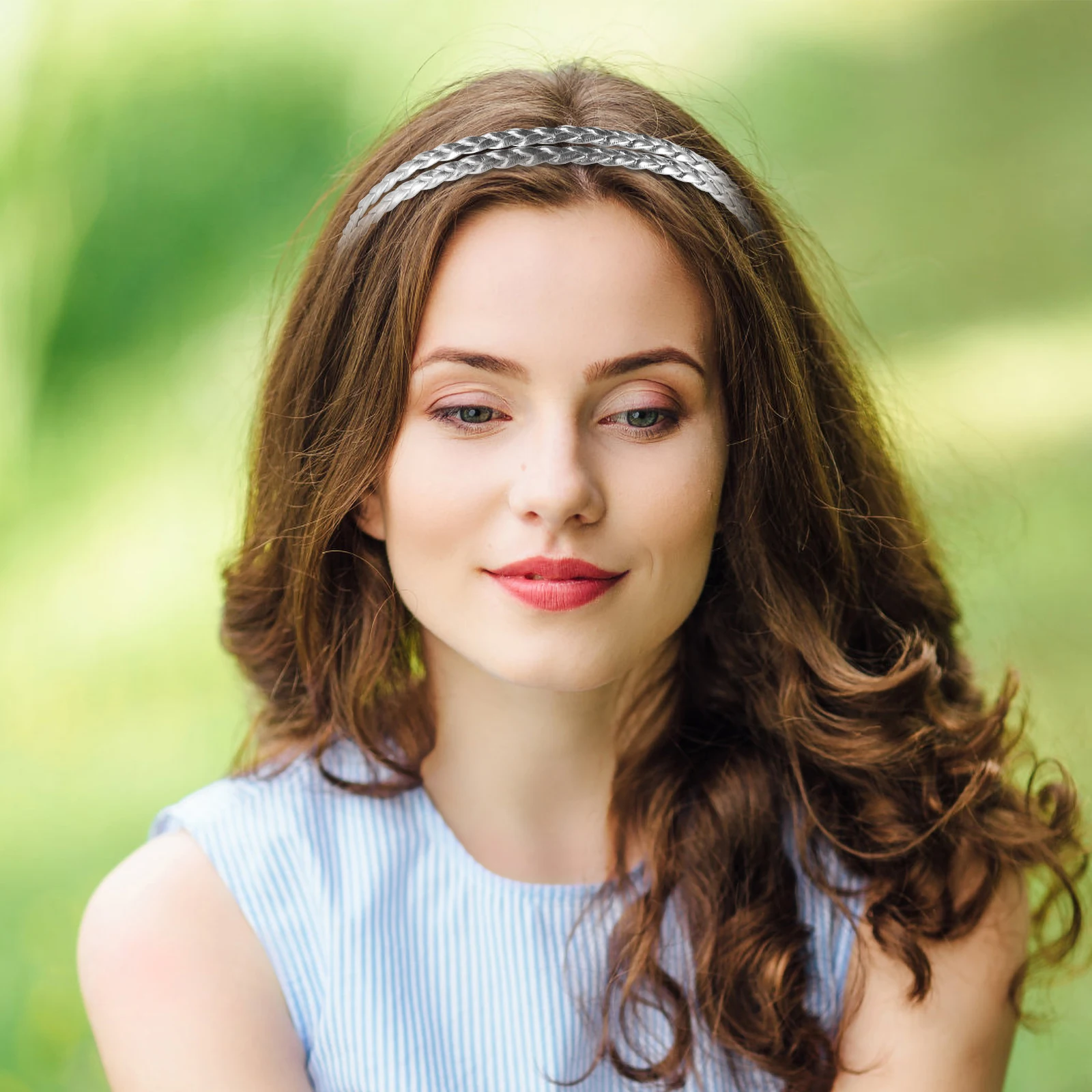 

Hair Headbands for Women Elastic Adjustable Silver European American Teens Fashion Headbands Lightweight