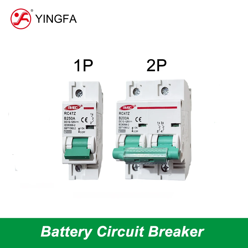 1P 2P DC luchtschakelaar 160A 200A 250A stroomonderbreker 12V - 125V voor 6,2kW - 10,2kW zonnestelsel tussen omvormer en batterij