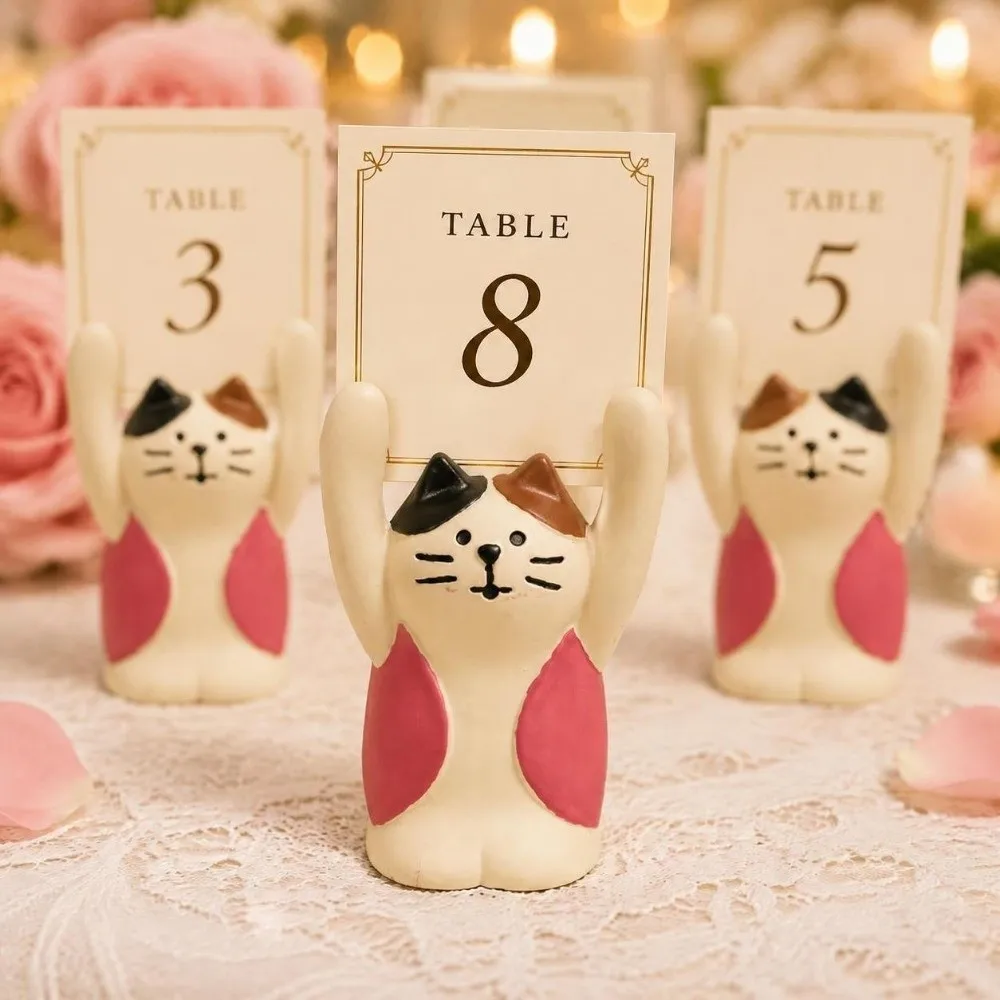 Animal Shaped Table Number Holder Resin Pink Memo Clip Holder Cartoon Design Base Clip Structure Desk Decoration Clip Office Use