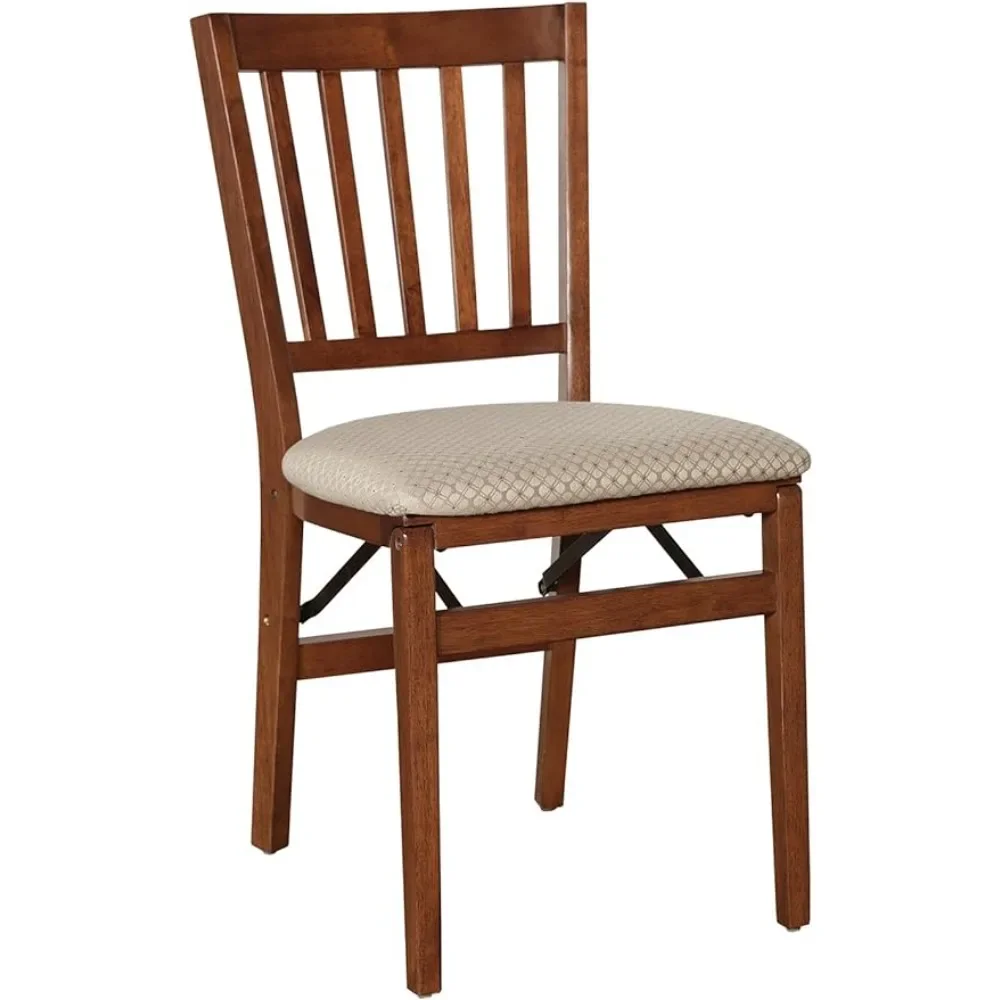 Meco STAKMORE School House Folding Chair, Wood, Cherry Finish, Set of 2, 21D x 17.25W x 33.5H in