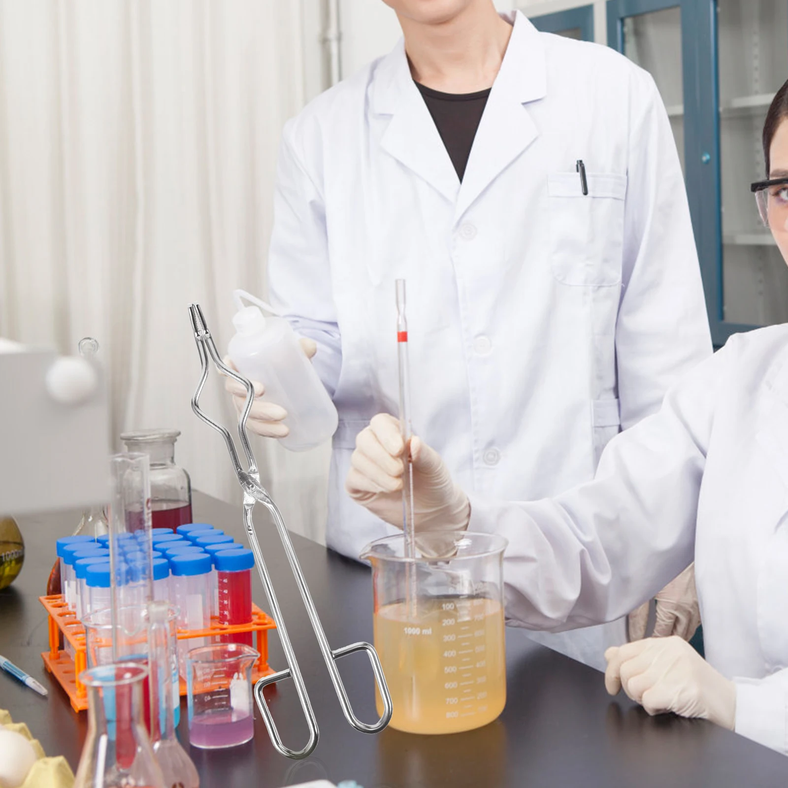 

Crucible Tongs Fire Flask Clip Clamp Stainless Steel Chemical Supplies Accessories Laboratory