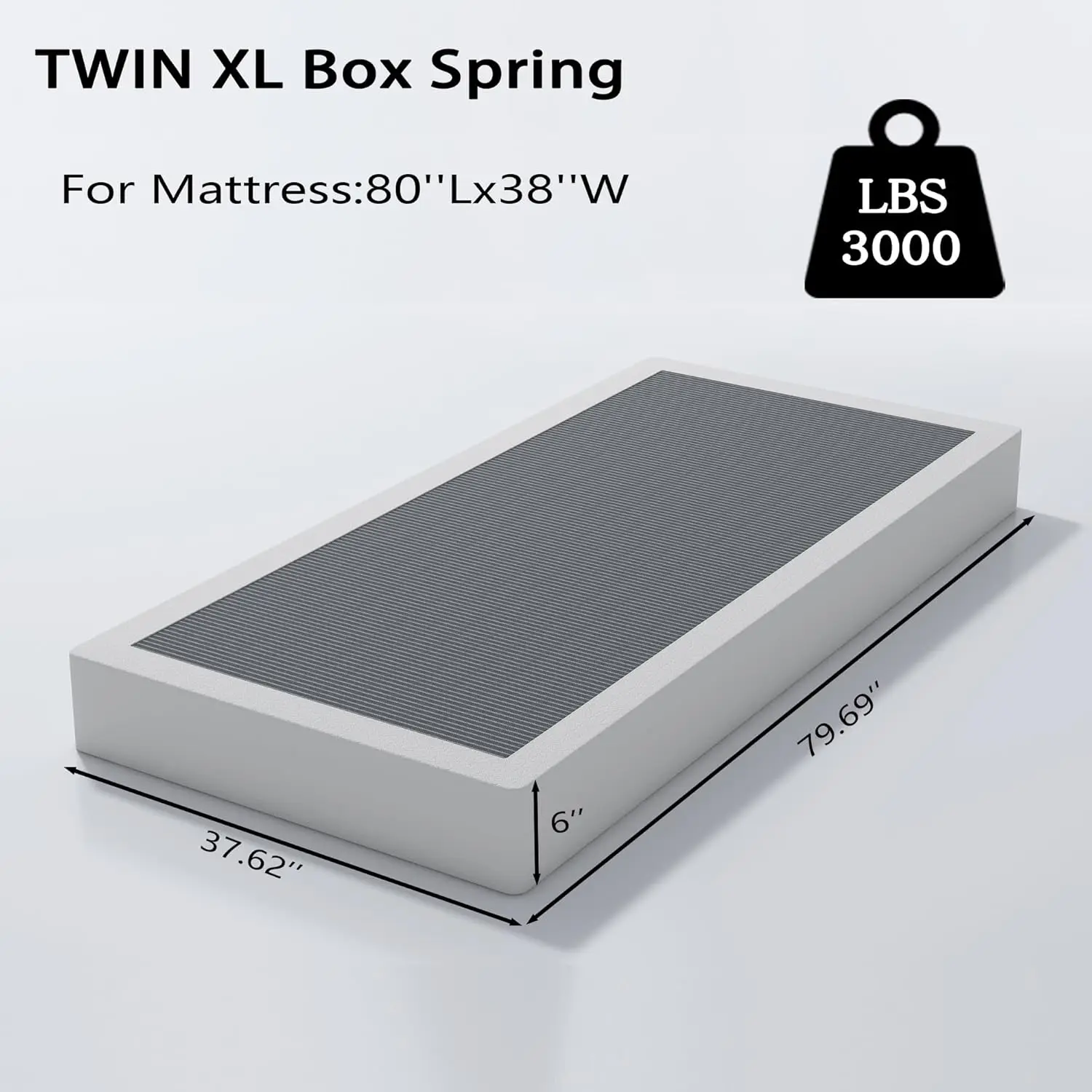 

Box Springs Twin Xl 6 Inch, 1500Lbs Heavy Duty Metal Frame Mattress Foundation, Non-Slip/No Noise/Easy Assembly/Easy Clean