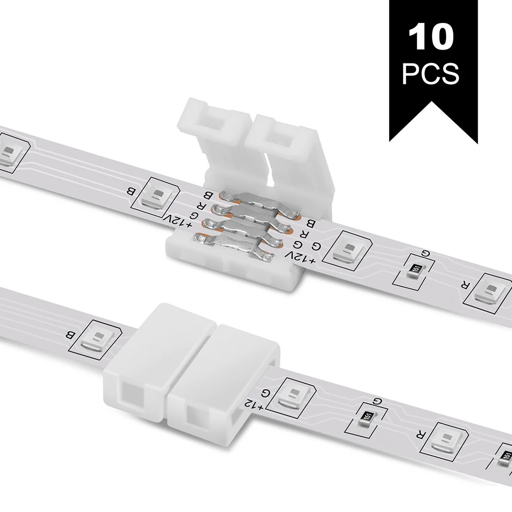 10PCS 4pin LED Strip Solderless Connector For 5050/3528 RGB Strip Colorful Led Light Bar Quickly Connect Buckle Connector