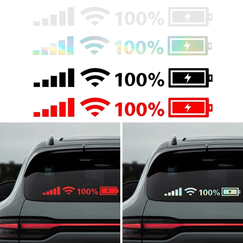 1 Pc Car Funny WIFI Battery Level Indicator Label DIY Decals Automotive Window Helmet Reflective Stickers Exterior Decoration