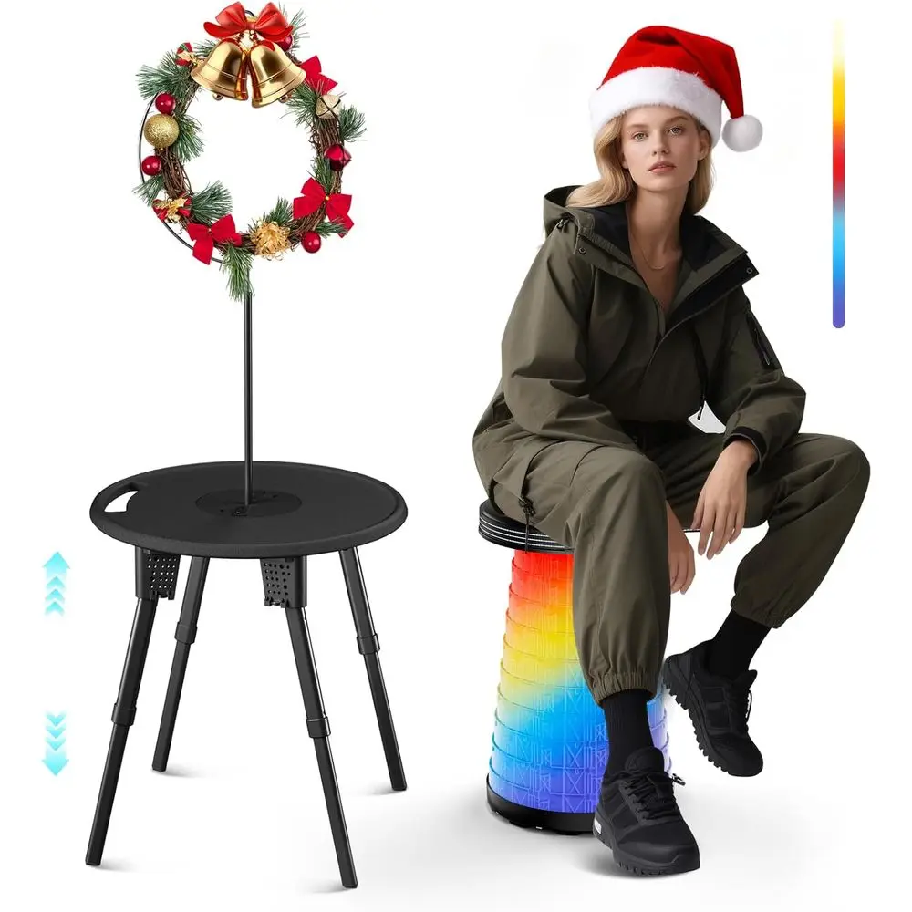 

Portable LED Camping Table and Stools Set, 300lbs Capacity, Adjustable Height, Compact Design for Outdoor Activities