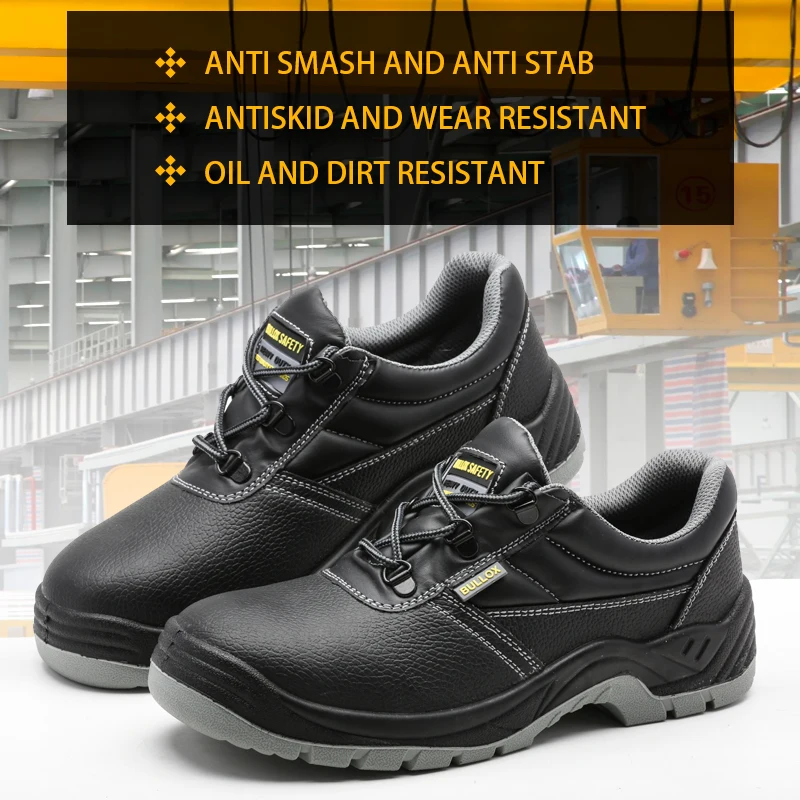 Men\'s leather safety shoes, anti impact and anti puncture work shoes, waterproof and lightweight steel toe work shoes