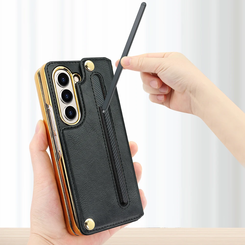 Vietao leather card wallet phone case for samsung galaxy z fold 7 with screen protector&a pen&hand strap, z fold 7 6 5 4 case