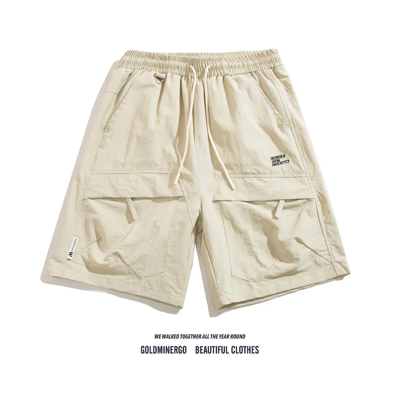 

American Sle Men's Workwear orts Ice Silk Qui Dry Loose Straight Leg Five-Quarter Casual Pants Multi-ket Design