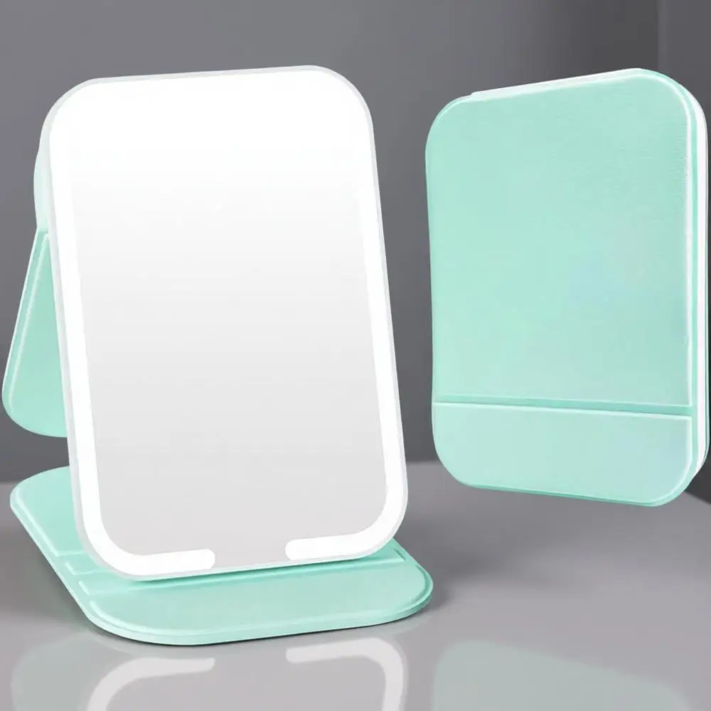 

Портативное зеркало для макияжа со светодиодной подсветкой, 3-цветное регулируемое освещение, сенсорная регулировка яркости, дорожное косметическое зеркало Essentials