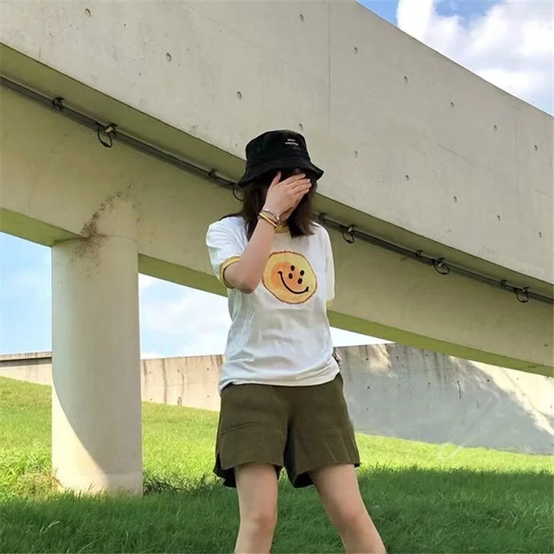 قميص كابيتال 25ss بأكمام قصيرة على الطراز الياباني، قطن عادي برقبة مستديرة مع طباعة، مريح وقابل للتنفس، قميص صيفي للرجال #5