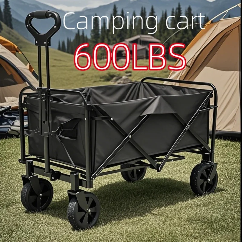 

Portable folding trolley with silent wheels and reinforced Oxford cloth - suitable for shopping, camping and outdoor activities