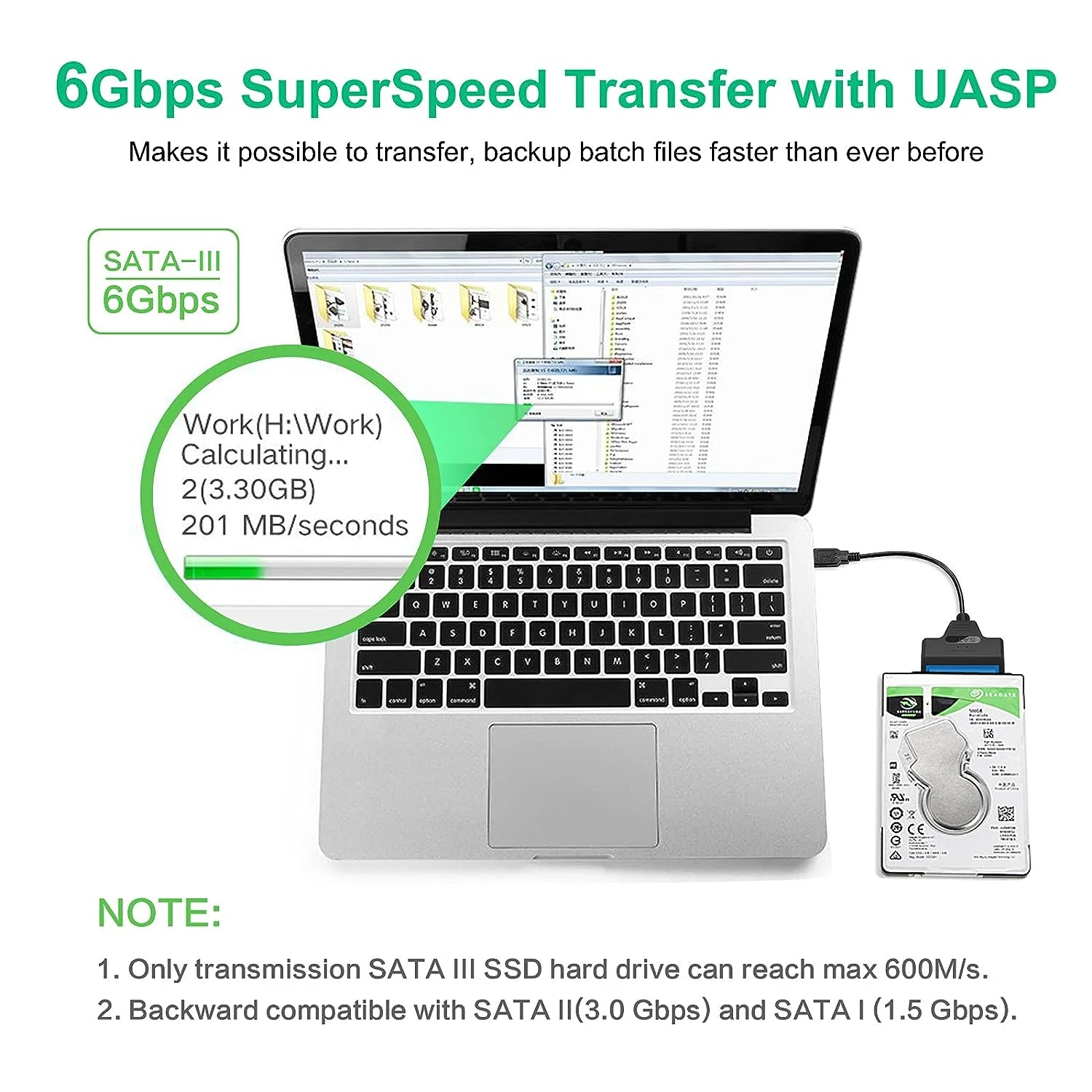 Cable USB SATA de alta velocidad, lector de disco duro externo 2,5, adaptador de disco duro HDD SSD de 22cm/35cm/50cm, USB 3,0/2,0 opcional