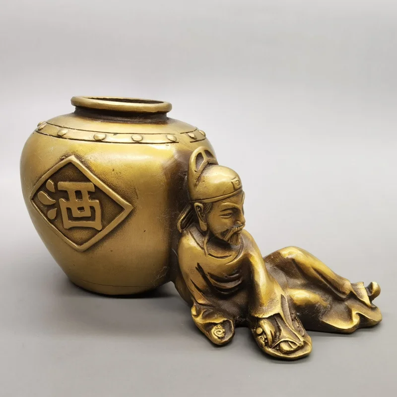 Brass Shixian Li Bai Drunk Wine Pot Wine Jar Teapot Hotel Store Decoration Crafts
