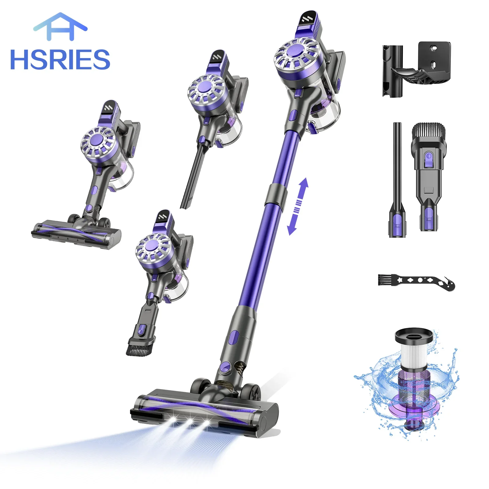 

HSRIES V07 6000Pa Cordless Handheld Vacuum Smart Home Detachable Battery/Dust Cup for Hardwood/Tile/Carpet Wireless Cleaner