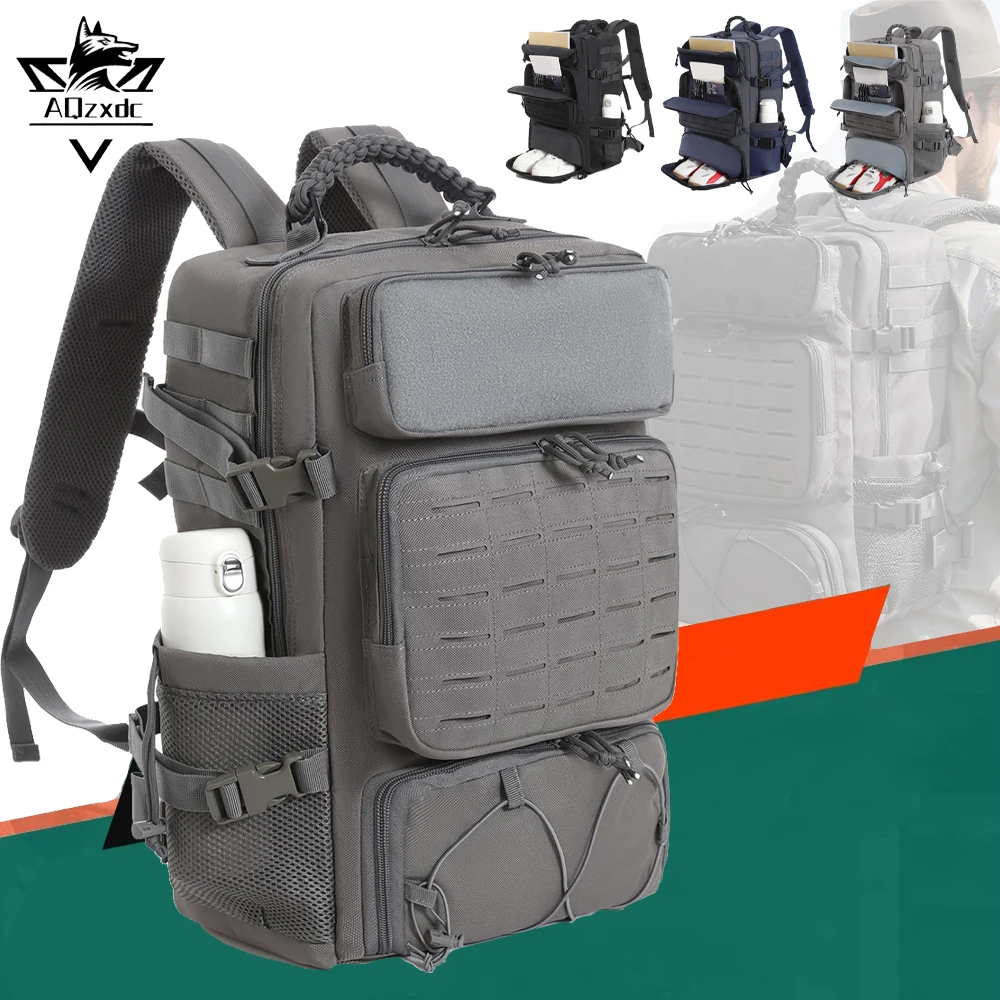 

Tactical Backpack Large Capacity Molle System Mountaineering Bag Multi-Compartment Design with Shoe Storage for Hunting Camping