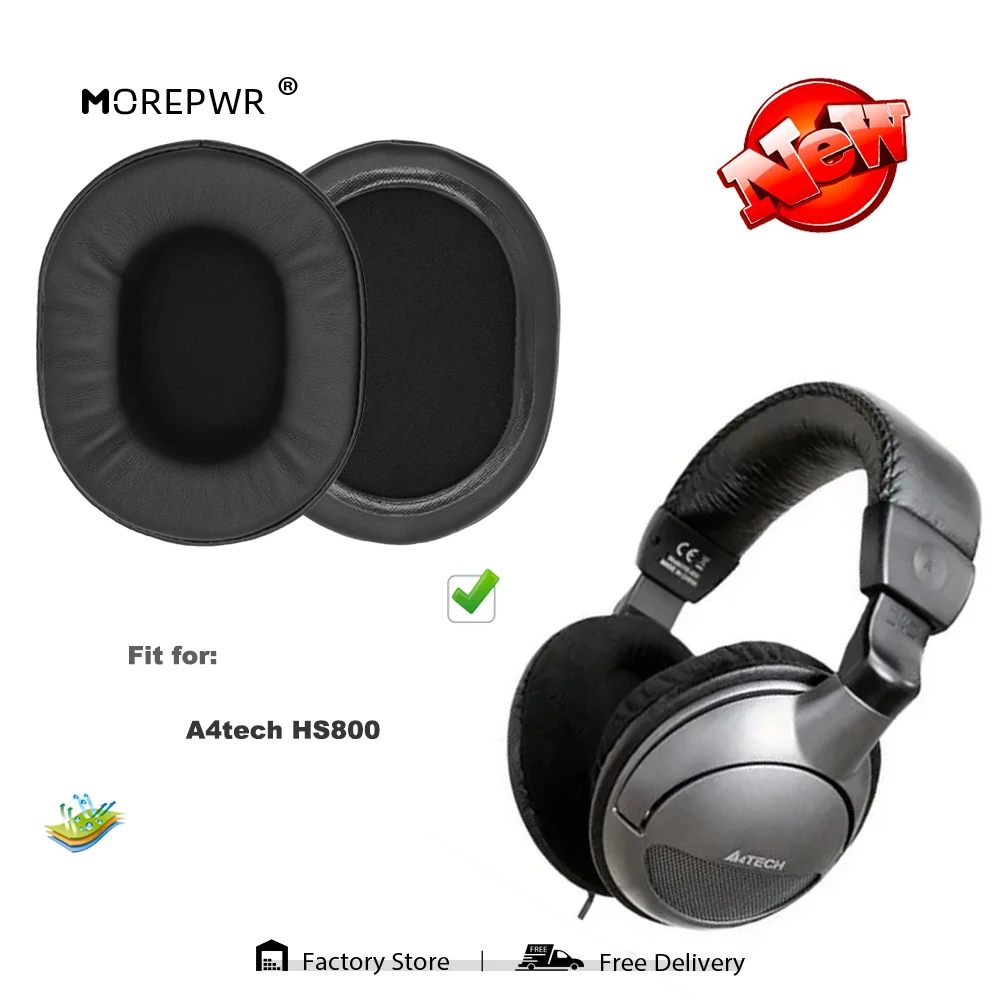 

Morepwr Replacement Ear Pads for A4tech HS800 Headset Parts Leather Cushion Velvet Earmuff Earphone Sleeve Cover