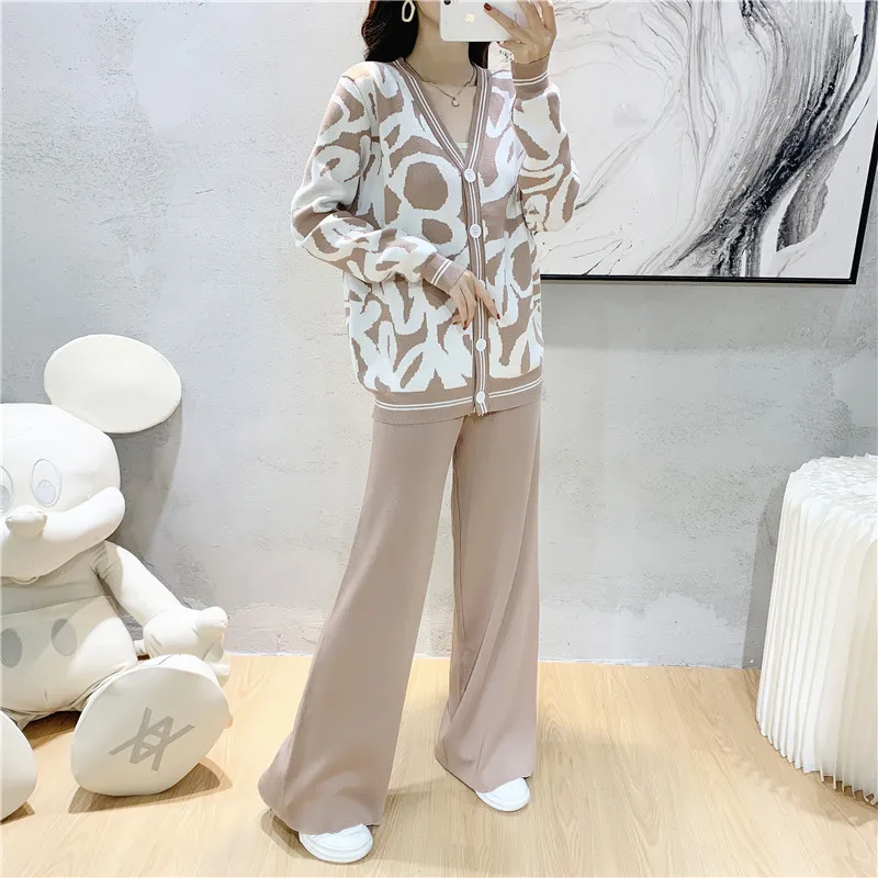 Women\'s Two Piece Set 2023 Autumn Winter New Fashion knit Long Sleeve Sweater Leisure Sweat Suit For Women Tracksuit Clothes