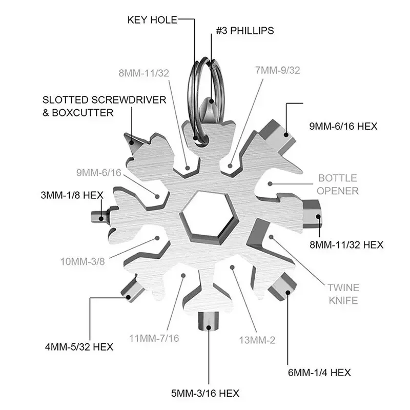 Portable EDC Multifunction Torque Snowflake Wrench Alloy Steel Hexagonal Universal 18 in 1 Octagonal Screwdriver Household Tool