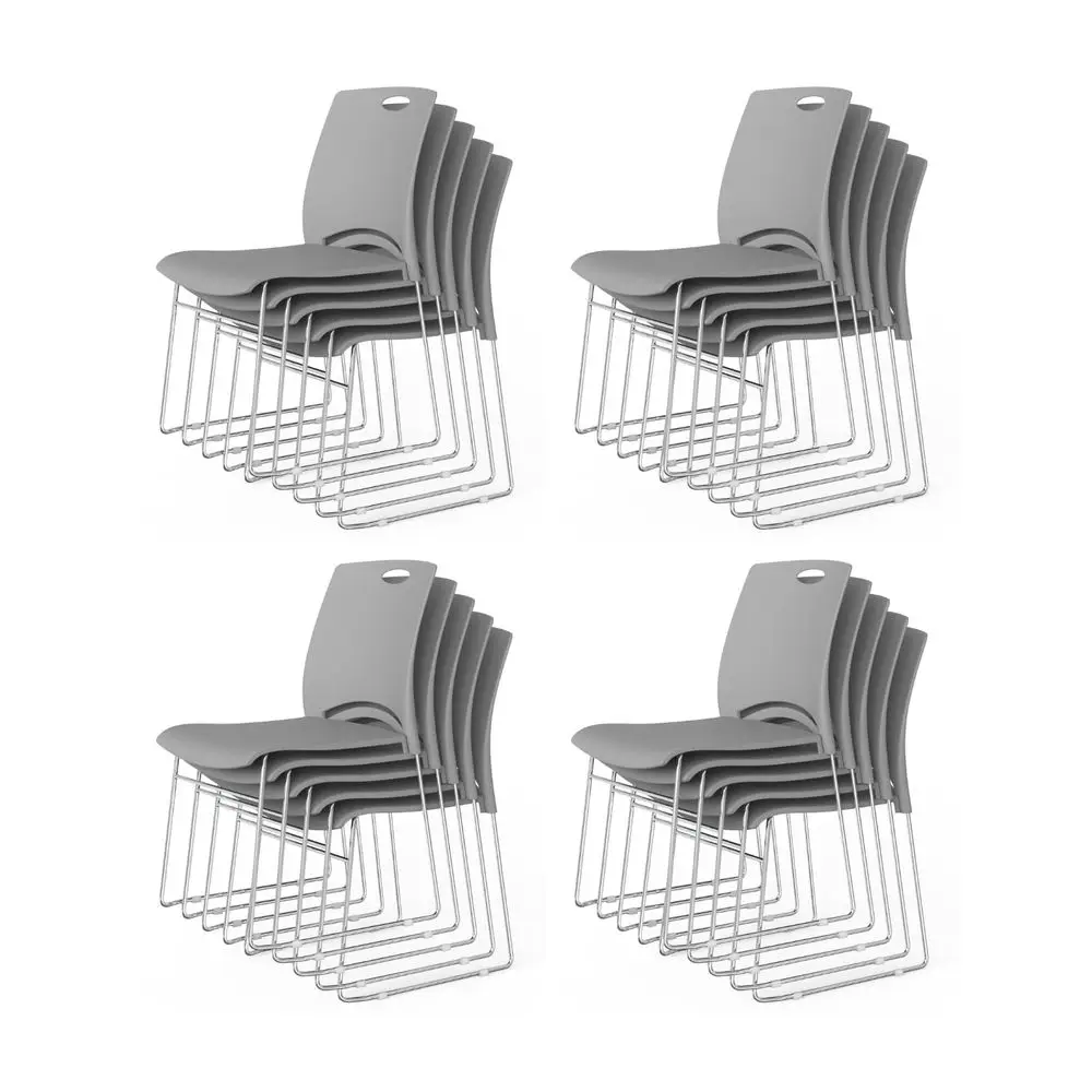 

Stacking Chairs Set of 20 Stackable Office Chairs with Metal Sled Base, Ergonomic Plastic Seat, Stacking Chairs for Waiting Roo