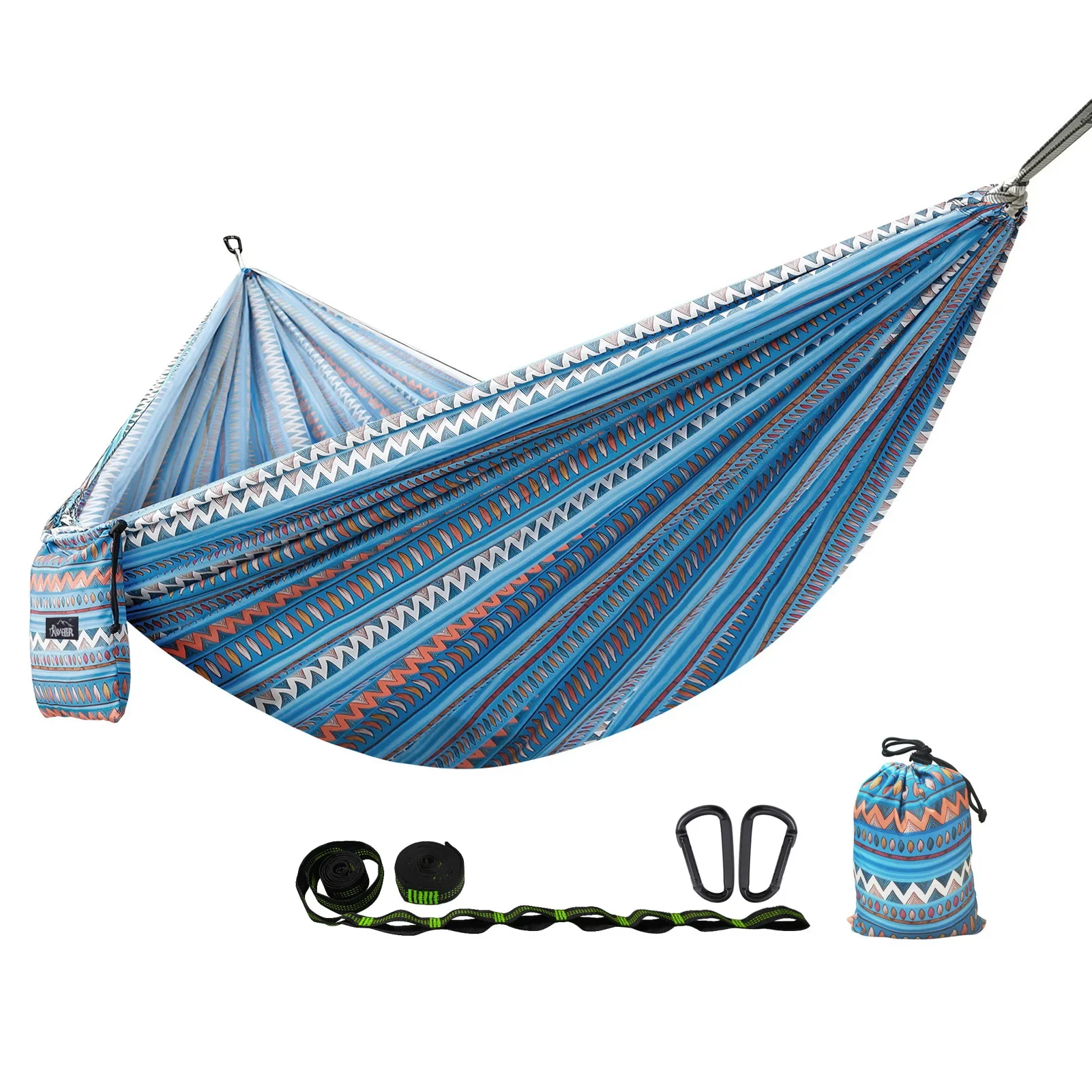 

Traveler Hammock Outdoor Camping Quick Open Indoor Single Double Hammock Parachute Cloth Print Park Camping Hammock