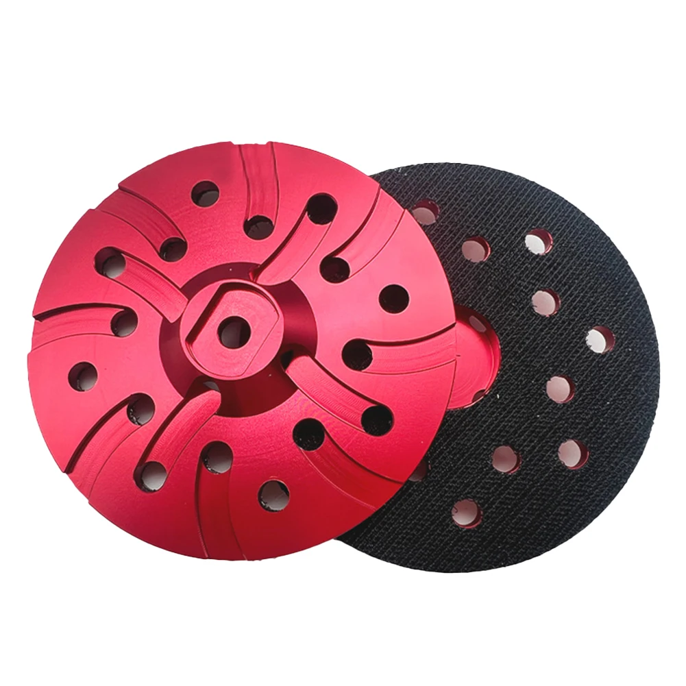 5 Inch DA Backing Plate Aluminum Backer Pad For 125MM Polish Pad Car Polisher Eccentric Grinding Red 15 Holes Polishing Disc