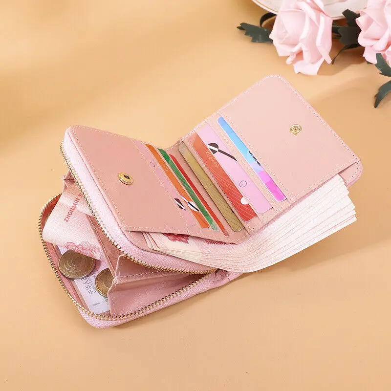 Fashion Short Wallets for Women PU Leather Female Plaid Purses Card Holder Wallet Small Zipper Wallet with Coin Purse Clutch Bag