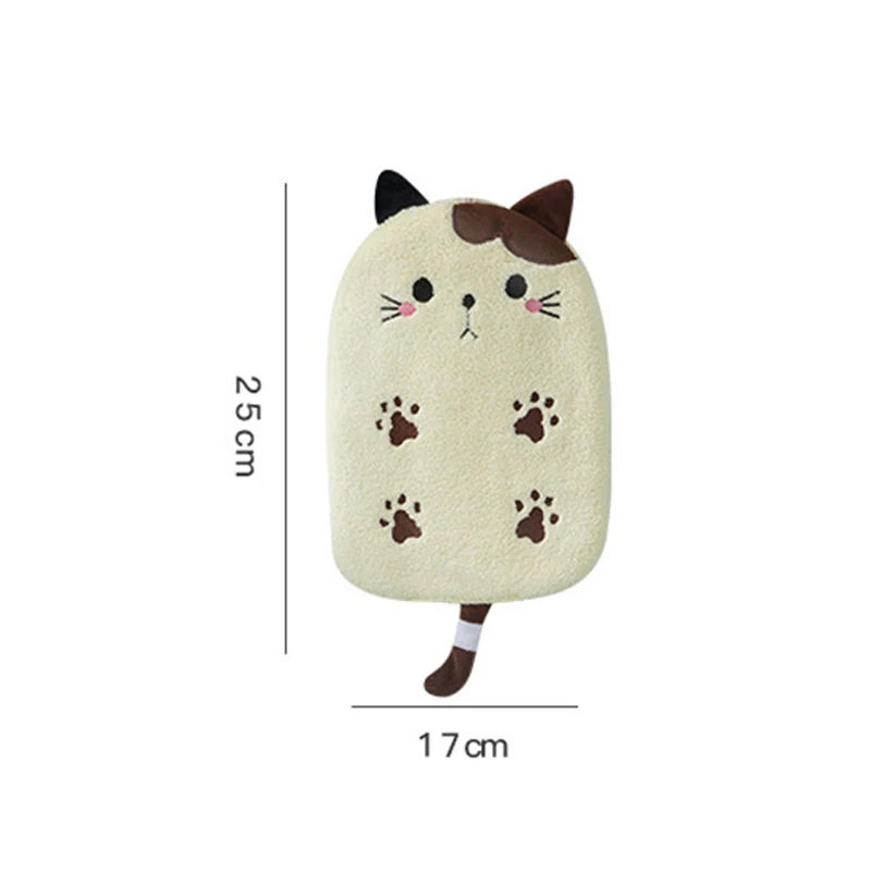 1Pcs Super Absorbent Hanging Type Cat Embroidered Towelette Home Decora Dual Purpose Coral Velvet Hand Towel Bathroom Supplies