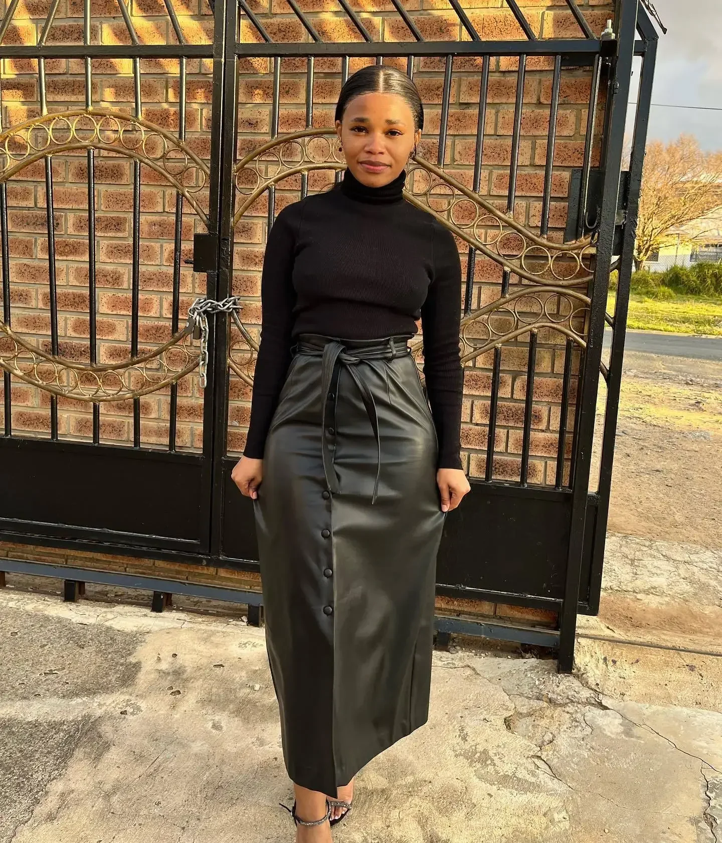 Women High Waist with Sashes PU Leather Vintage Straight Maxi Skirt 2025 Winter Street INS Basic Club Party Long Skirts