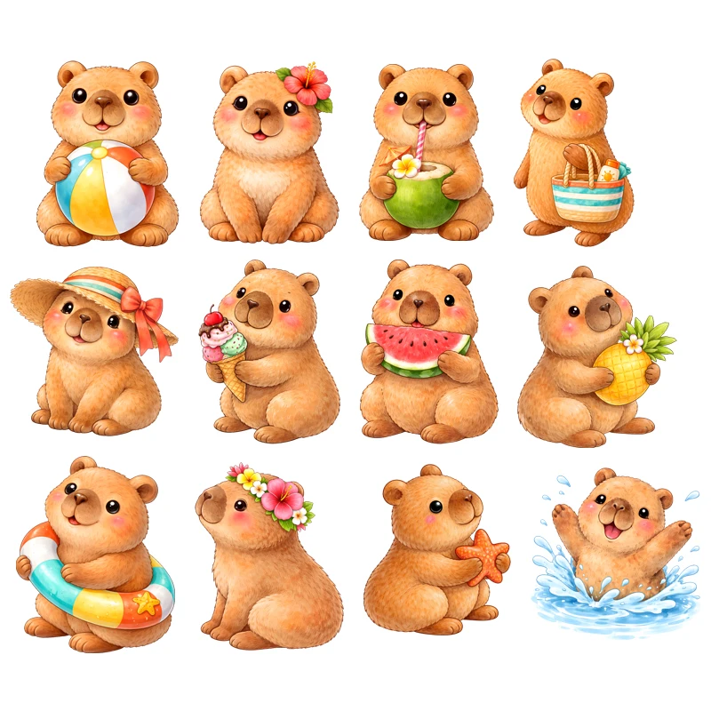 

Bear Summer Coolness Iron On Haet Print For Kid Clothes Cartoon Summer Transfer Sticker For Tshirt Jacket DTF Transfers Prints