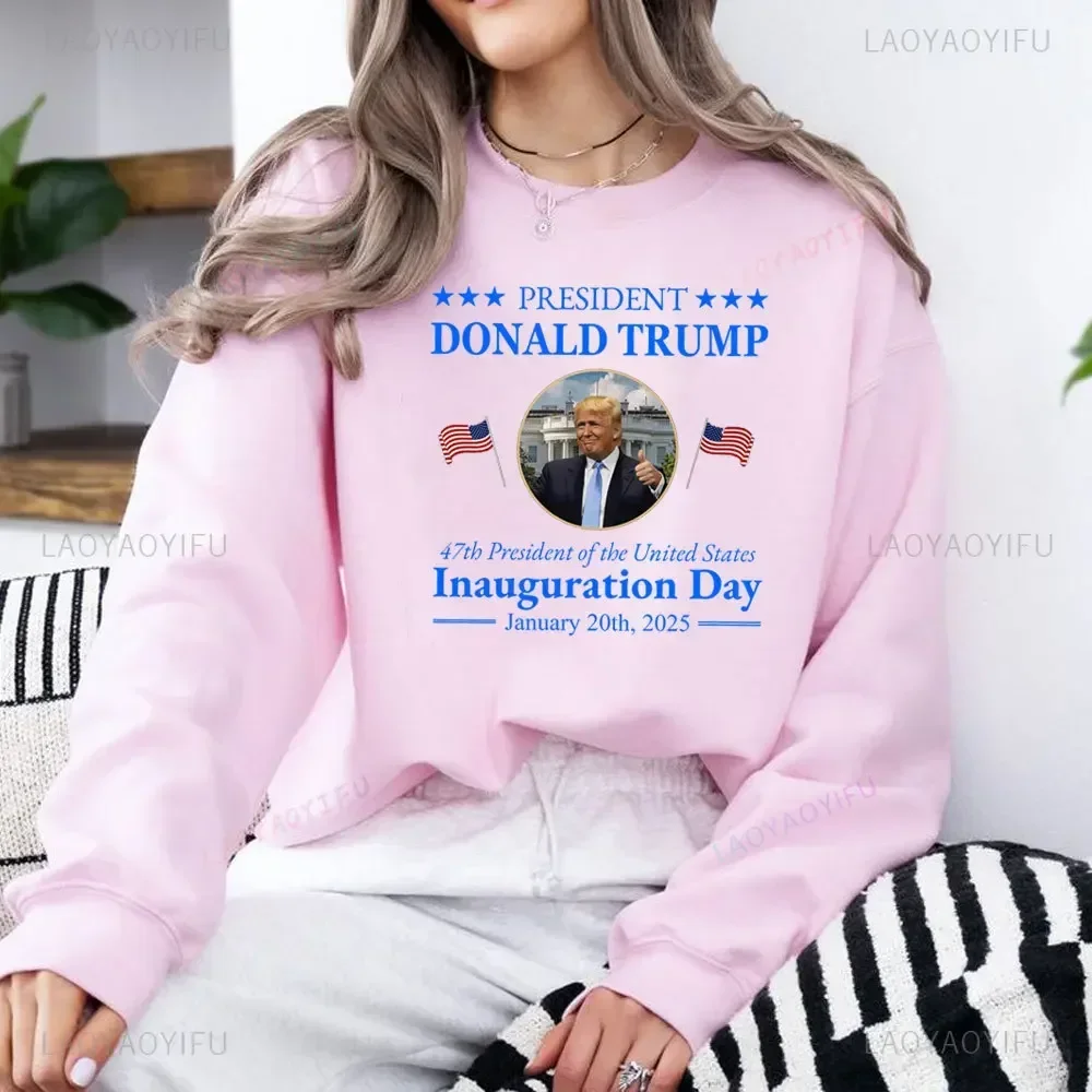 Trump 2025 for I\'ll Be Home Christmas Man Woman Winter Printed Hoodies Donald Trump Make America Great Again women\'s sweatshirt