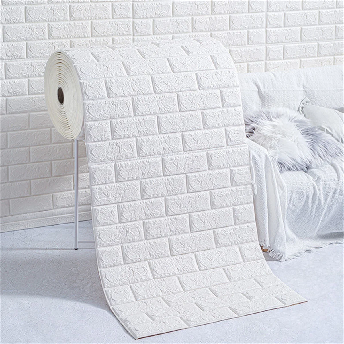 70cmx1m/5m 3D Brick Pattern Wall Sticker Self-Adhesive Panel Waterproof Living Room Wallpaper Home Decoration