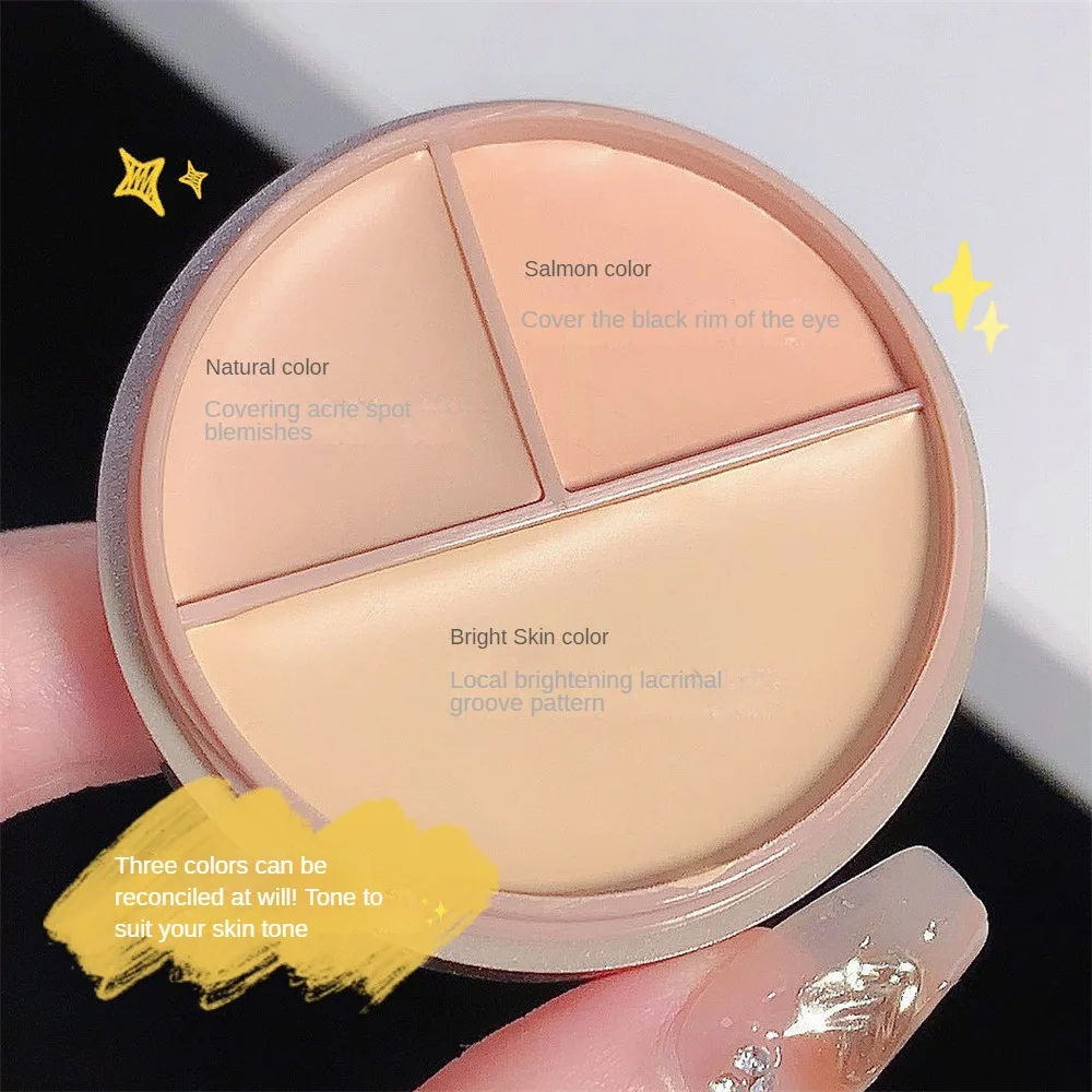 3-Color Concealer Palette Cream Texture Covers Acne Marks Dark Circles Multifunction Face Makeup Lasting Brighten Face Cosmetics