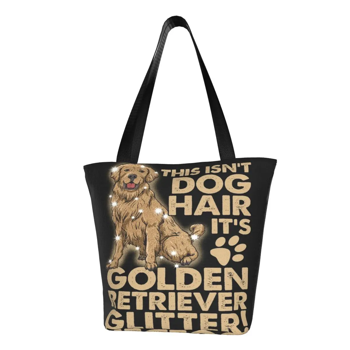 This Isn't Dog Hair, It's Golden Retriever Glitter Casual Shoulder Tote Shopping Bag Portable Zip Pocket Bag For Birthday Gift