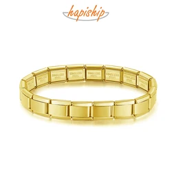 Hapiship 2024 New Women's Jewelry DIY 9mm Width Itanlian Elastic Charm Bracelet Fashion Stainless Steel Fashion Bangle ST-Jin