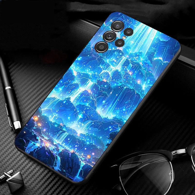 

Phone Case For Samsung Galaxy S25 S24 S23 S22 S21 Ultra S24 S23 S22 S21 S25 Plus S24 S20 FE Moonlight Beach Scenery