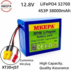 Lifepo4 Battery Pack 32700 4S3P 12.8V 38000mAh 4S 40A 100A Balanced BMS for Electric Boat and Uninterrupted Power Supply 12V