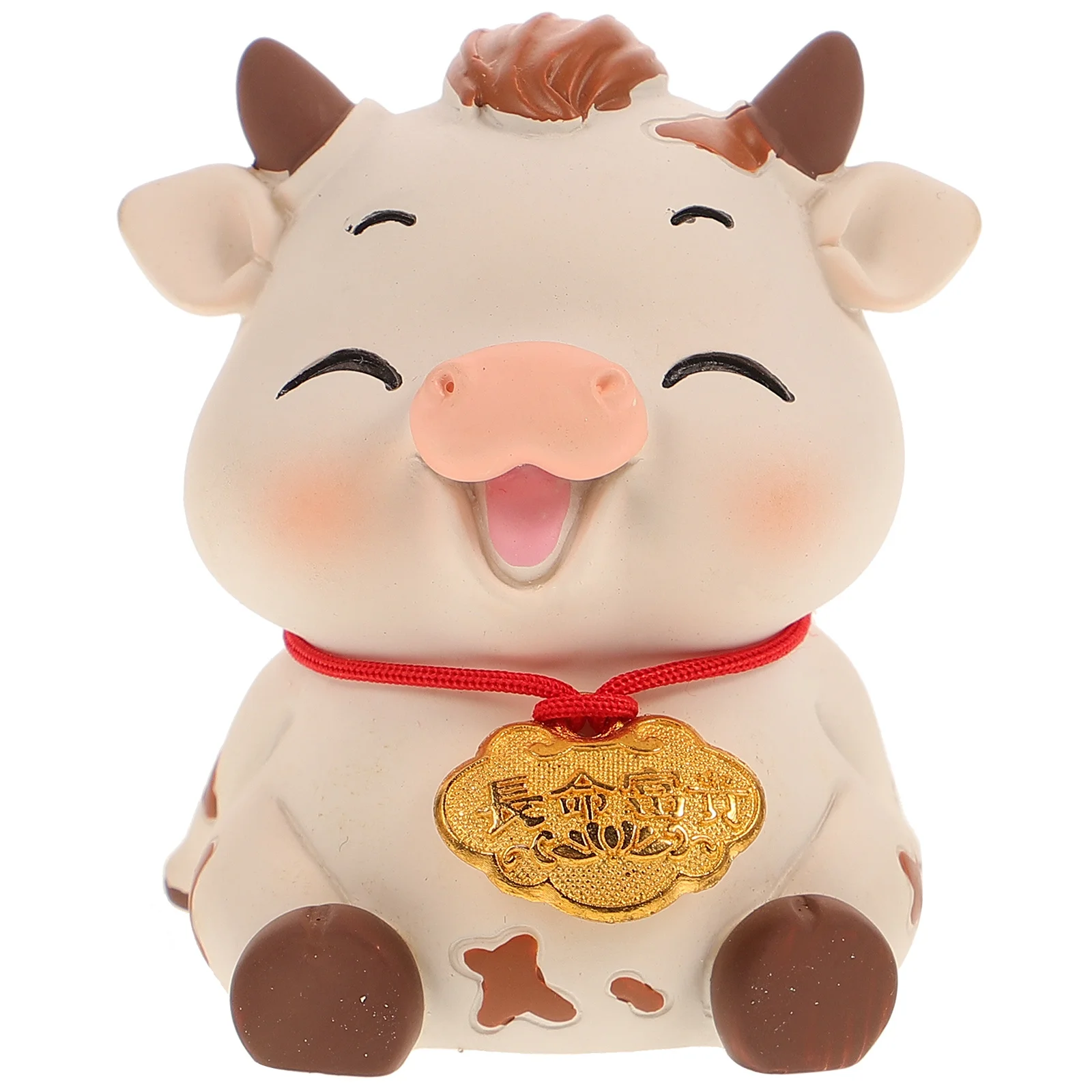 

Christmas Ornament Cute Cow Figurine for Dashboard Figurines Home Decor Car Beige