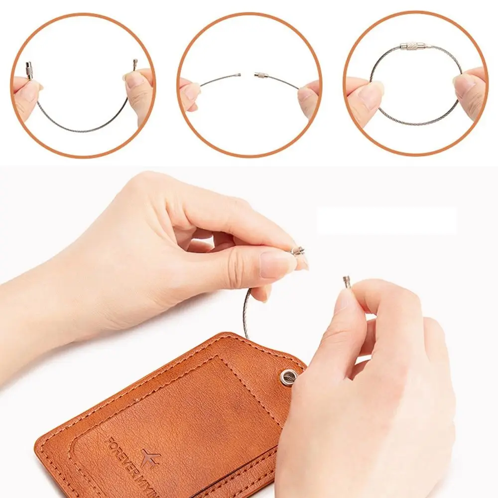 Fashion Anti Loss Wire Rope Loop Leather Luggage Tags Privacy Protection Cover Versatile Baggage Tag Waterproof Boarding Pass